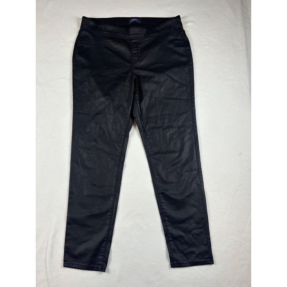 Old Navy Rockstar Mid-Rise Coated Black Skinny Jeans Pull On Womens 16 Regular